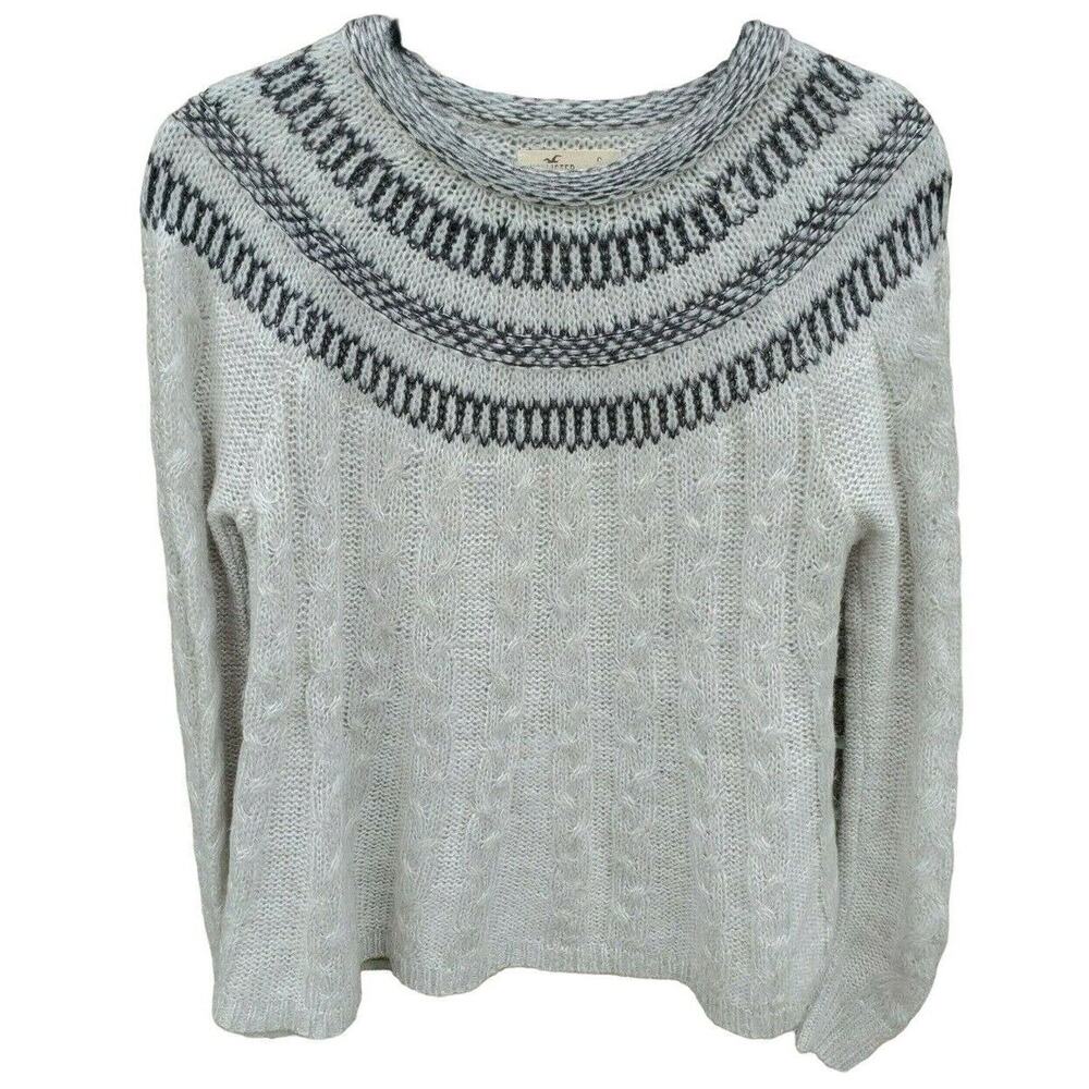 Hollister Sweater S Womens White Silver Long Sleeve Crew Neck Cold Weather Top